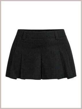 Low Waist Pleated Mini Skirt A Line Ruffled Skater Skirt Polyester